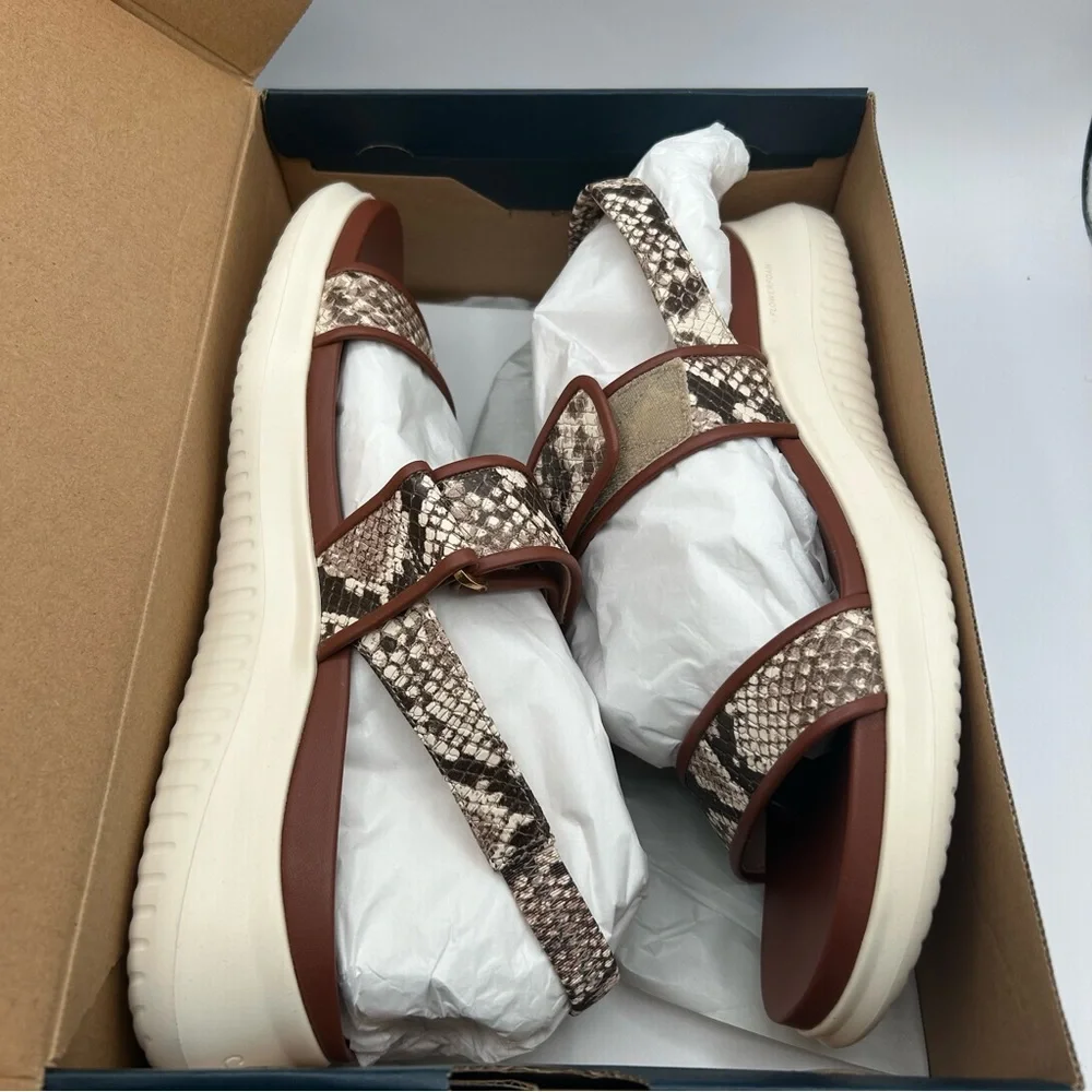 New Cole Haan Women's Zerogrand Merrit Sandal snake print size 10.5 B